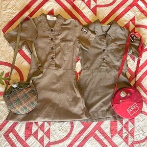 Pair of vintage 1950s-60s Girl Scouts brown dresses